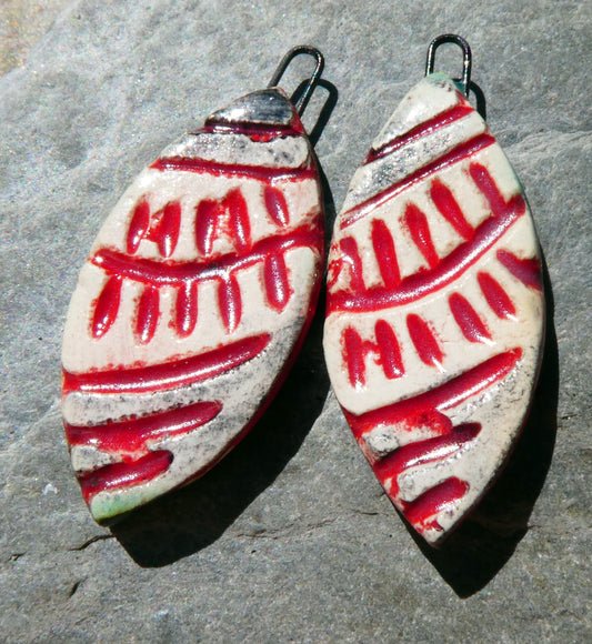Ceramic Incised Earring Charms #3