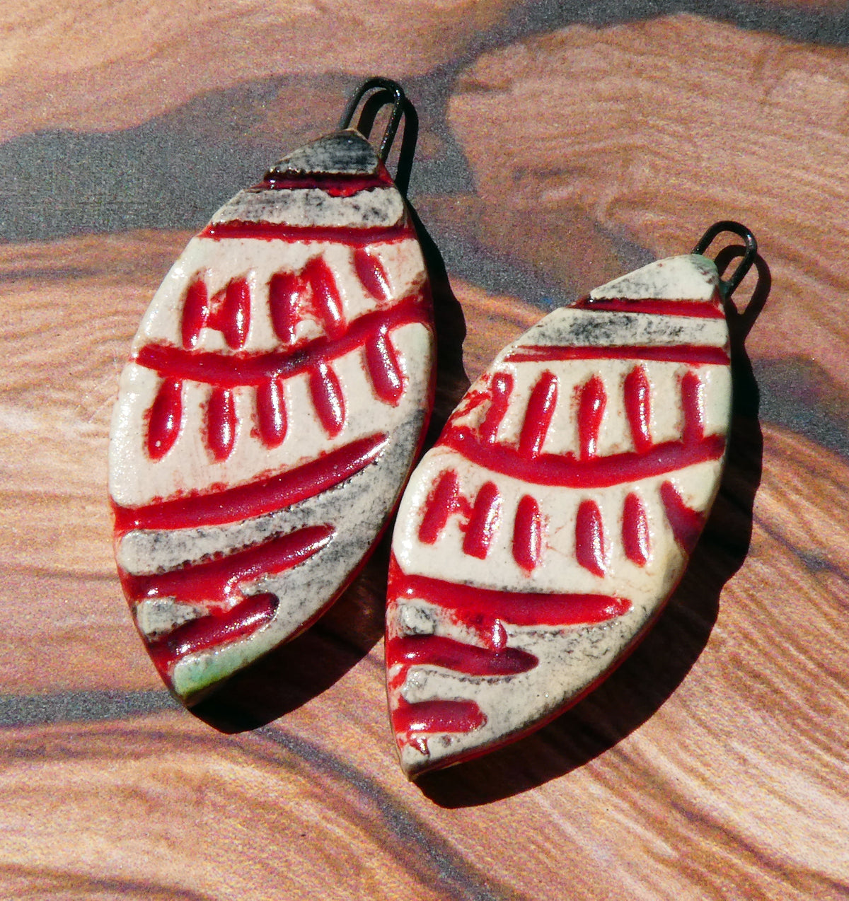 Ceramic Incised Earring Charms #3