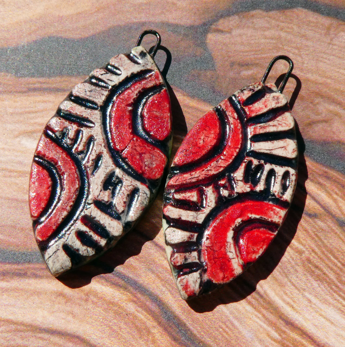 Ceramic Incised Earring Charms #4