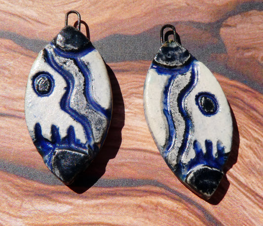 Ceramic Incised Earring Charms #6