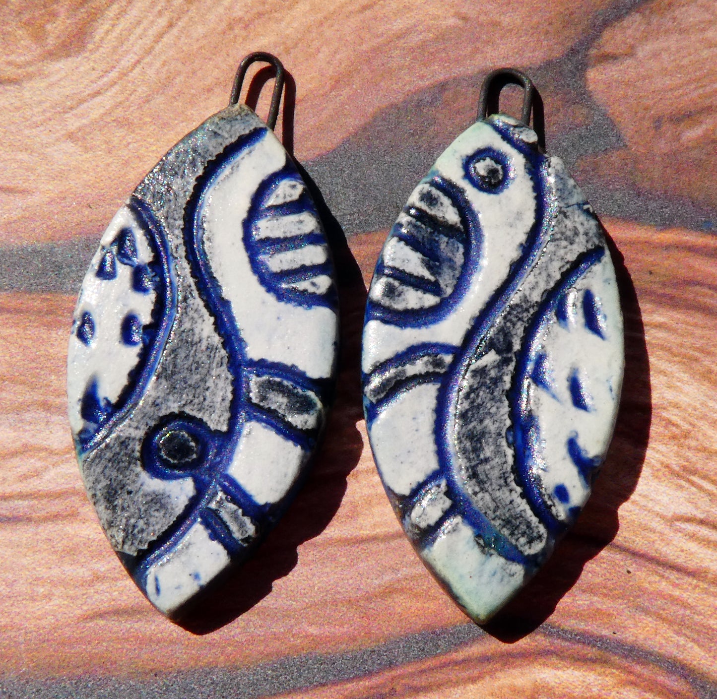 Ceramic Incised Earring Charms #7