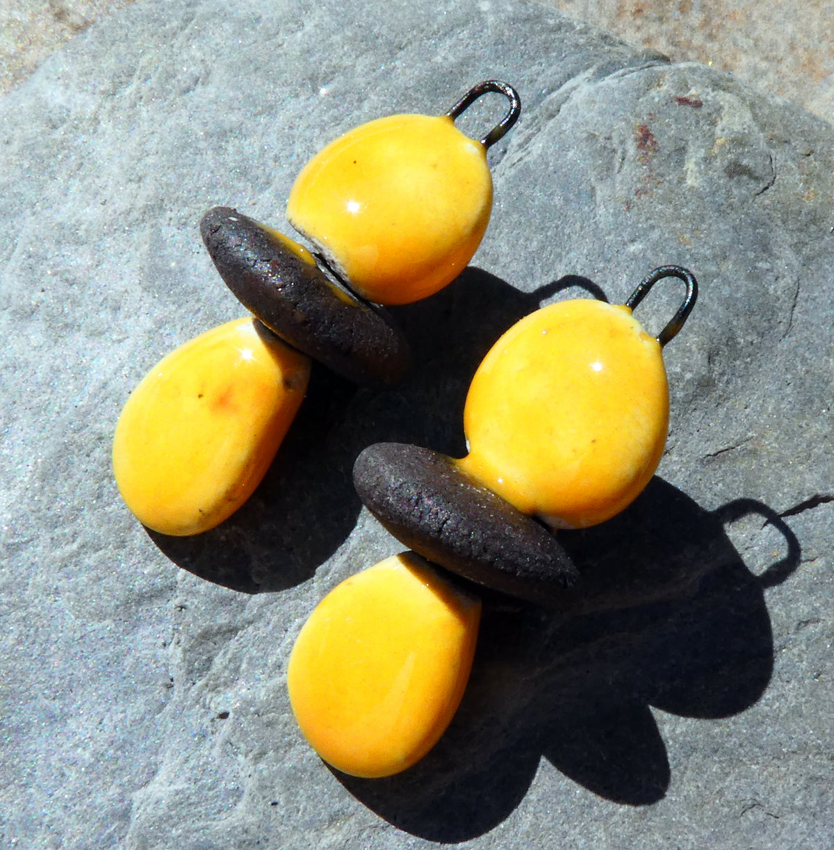 Ceramic Disc Stack Charms - Yellow
