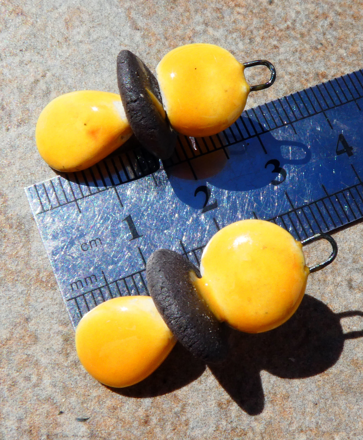 Ceramic Disc Stack Charms - Yellow