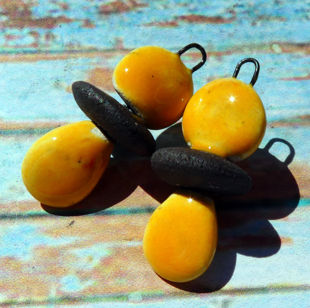 Ceramic Disc Stack Charms - Yellow