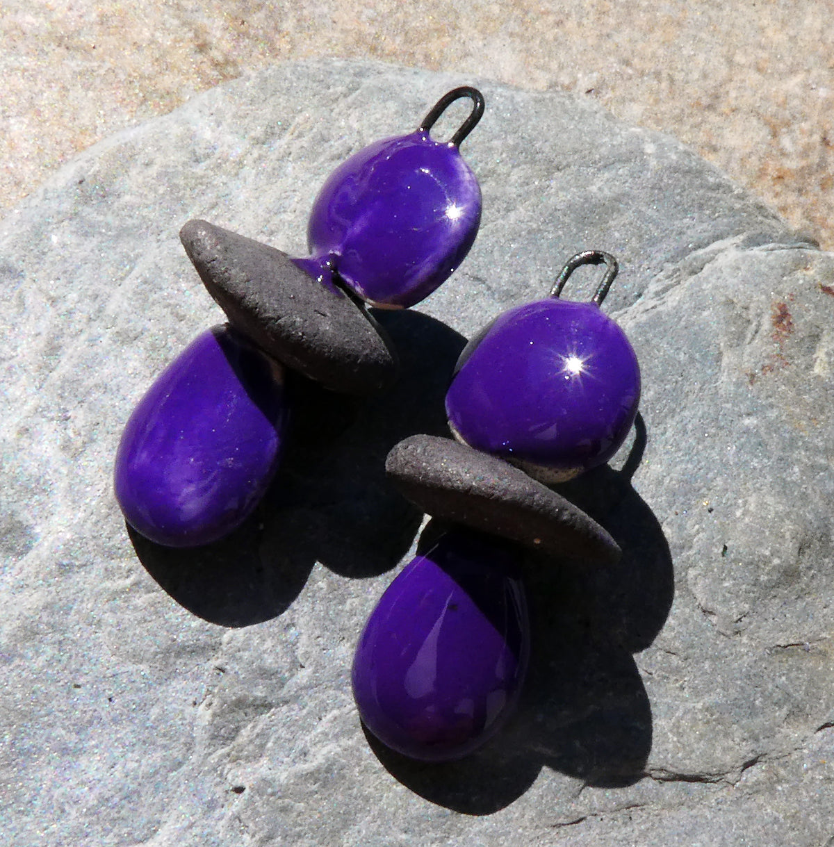 Ceramic Disc Stack Charms - Dark Purple