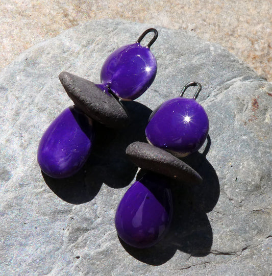 Ceramic Disc Stack Charms - Dark Purple