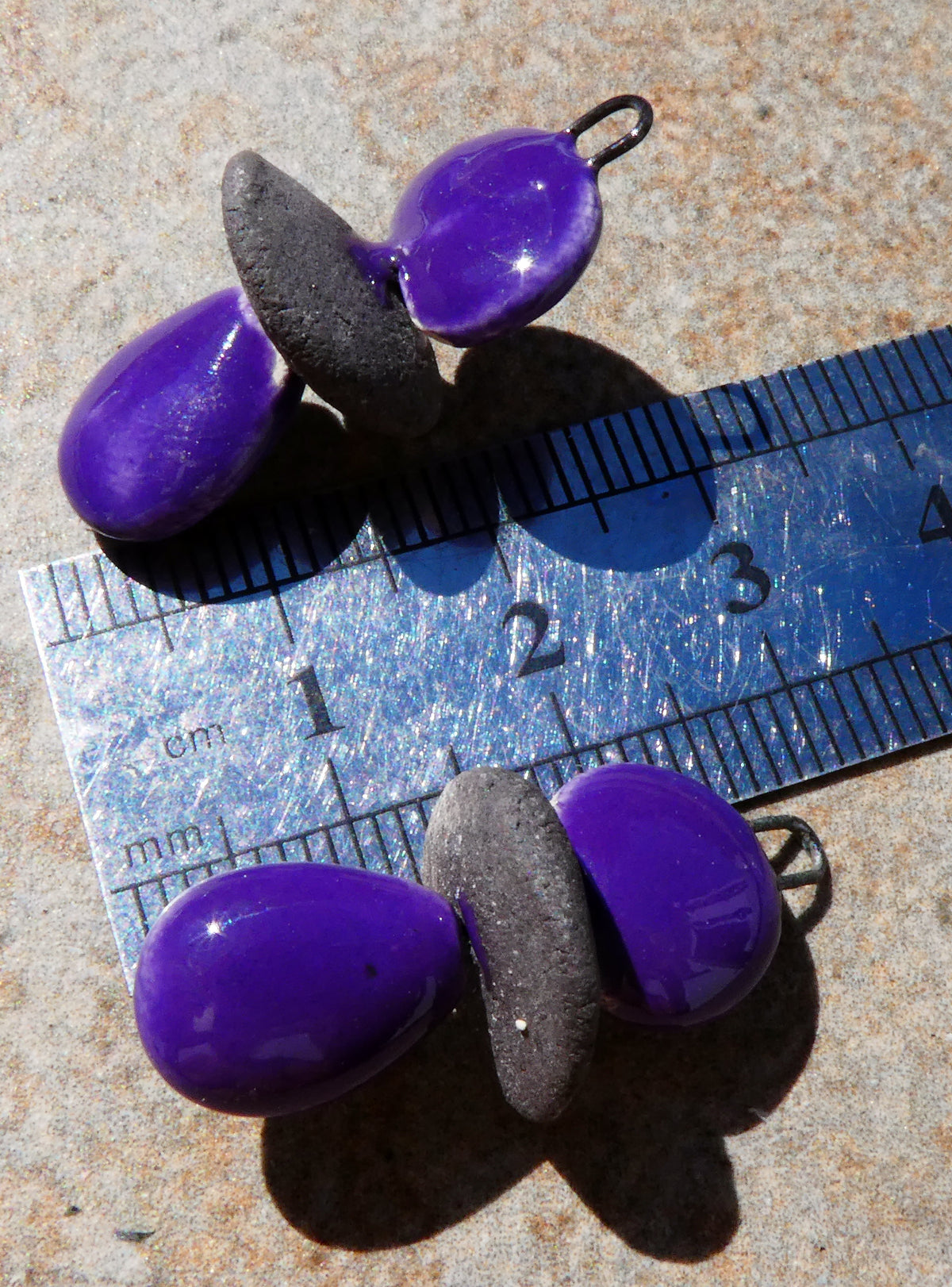 Ceramic Disc Stack Charms - Dark Purple