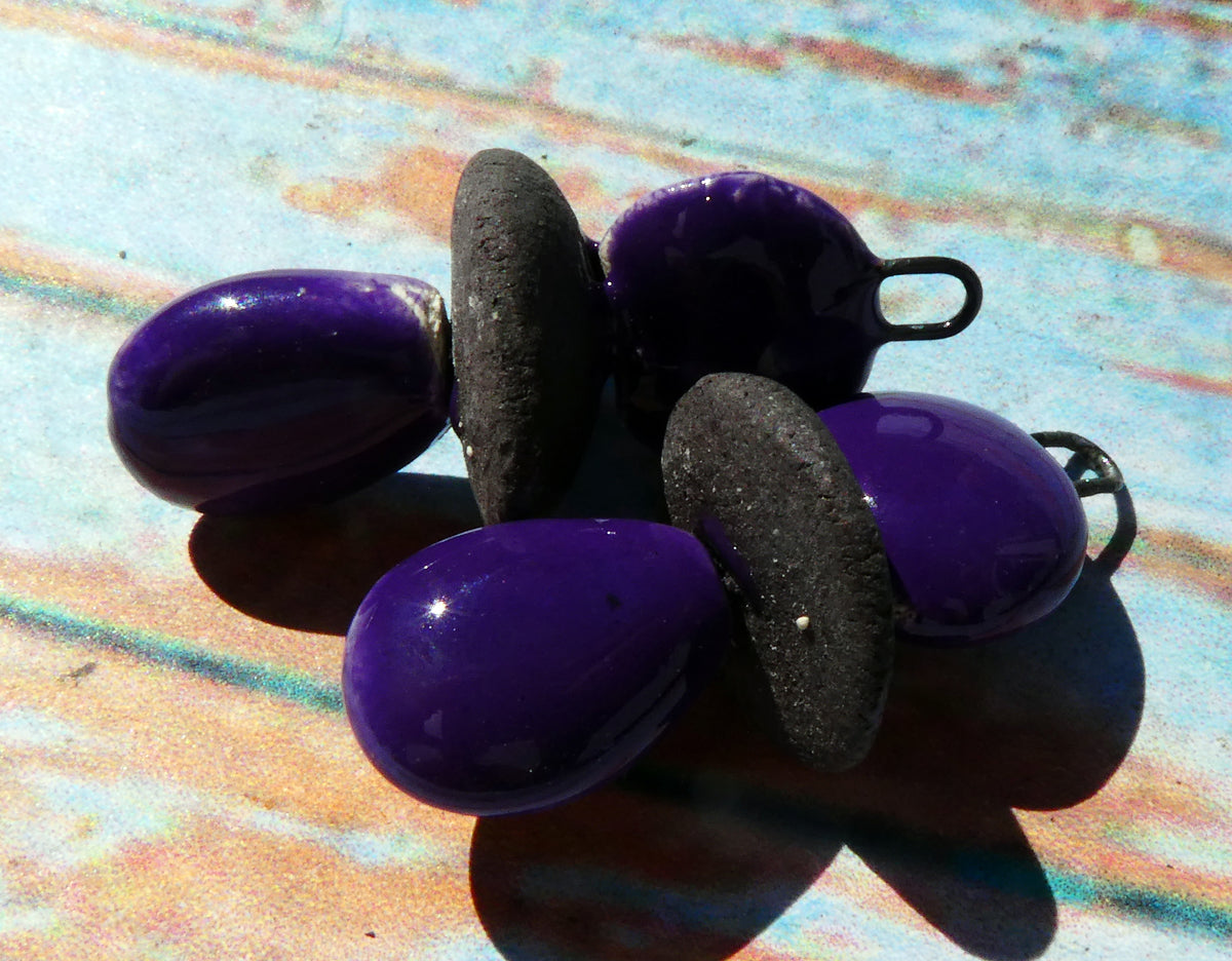 Ceramic Disc Stack Charms - Dark Purple