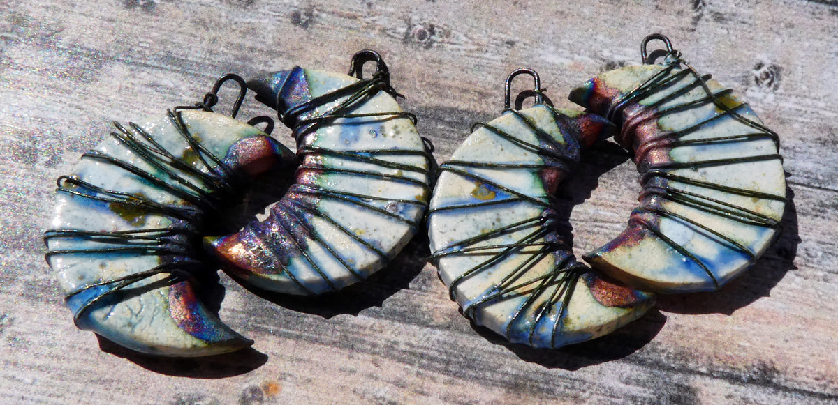 Ceramic Wire Wrapped Crescent Moon Charms - Sky Diamonds