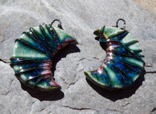 Ceramic Wire Wrapped Crescent Moon Charms -Bora Bora
