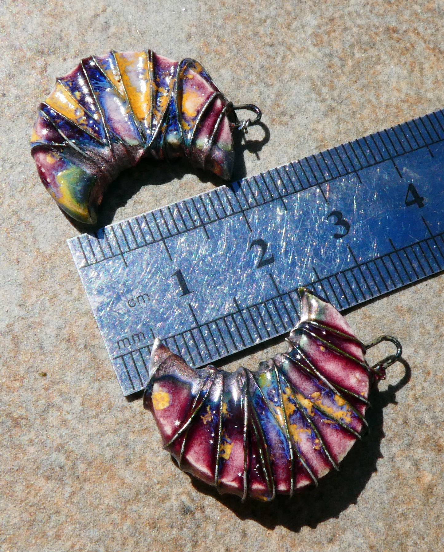 Ceramic Wire Wrapped Crescent Moon Charms -Sailors Delight