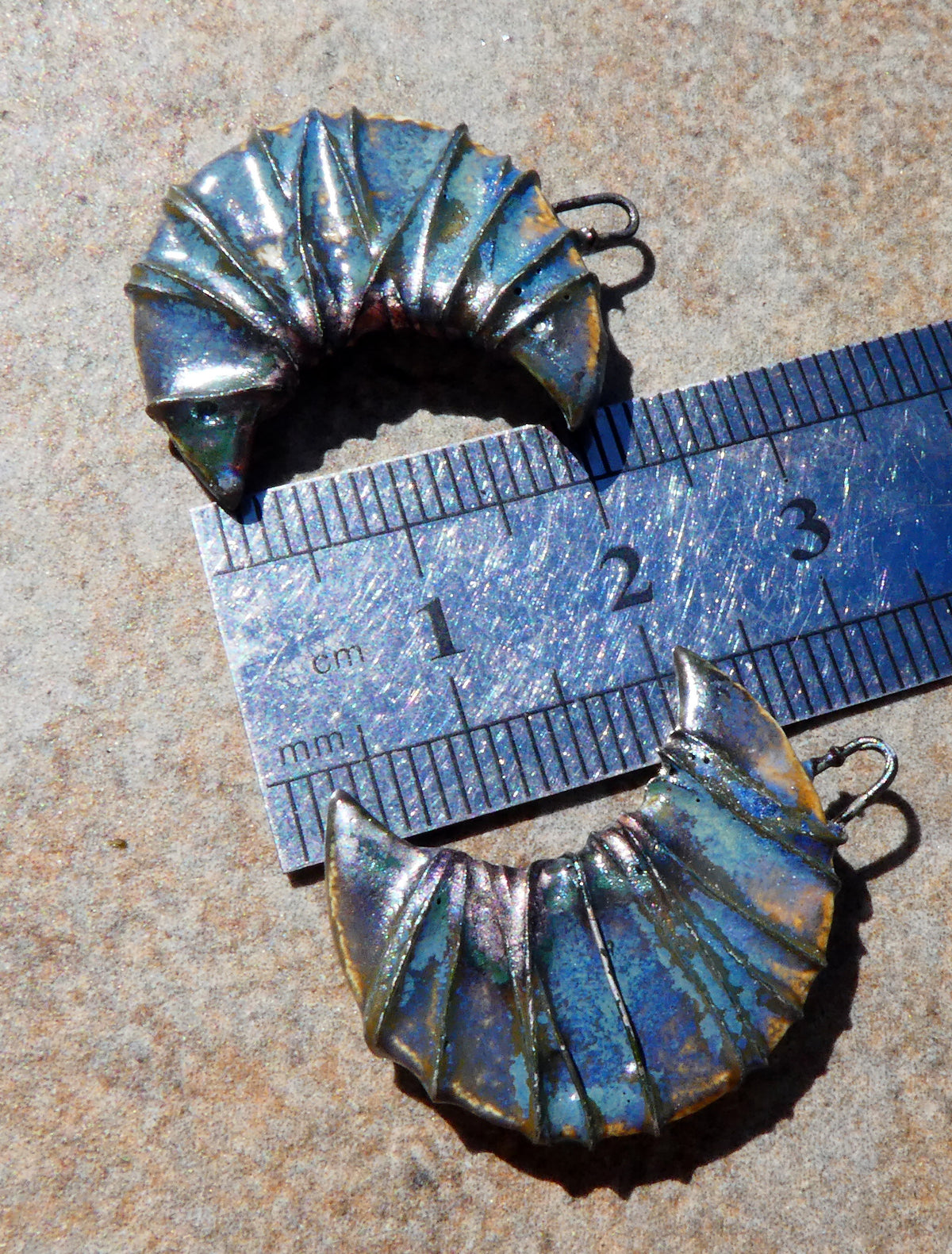 Ceramic Wire Wrapped Crescent Moon Charms -California