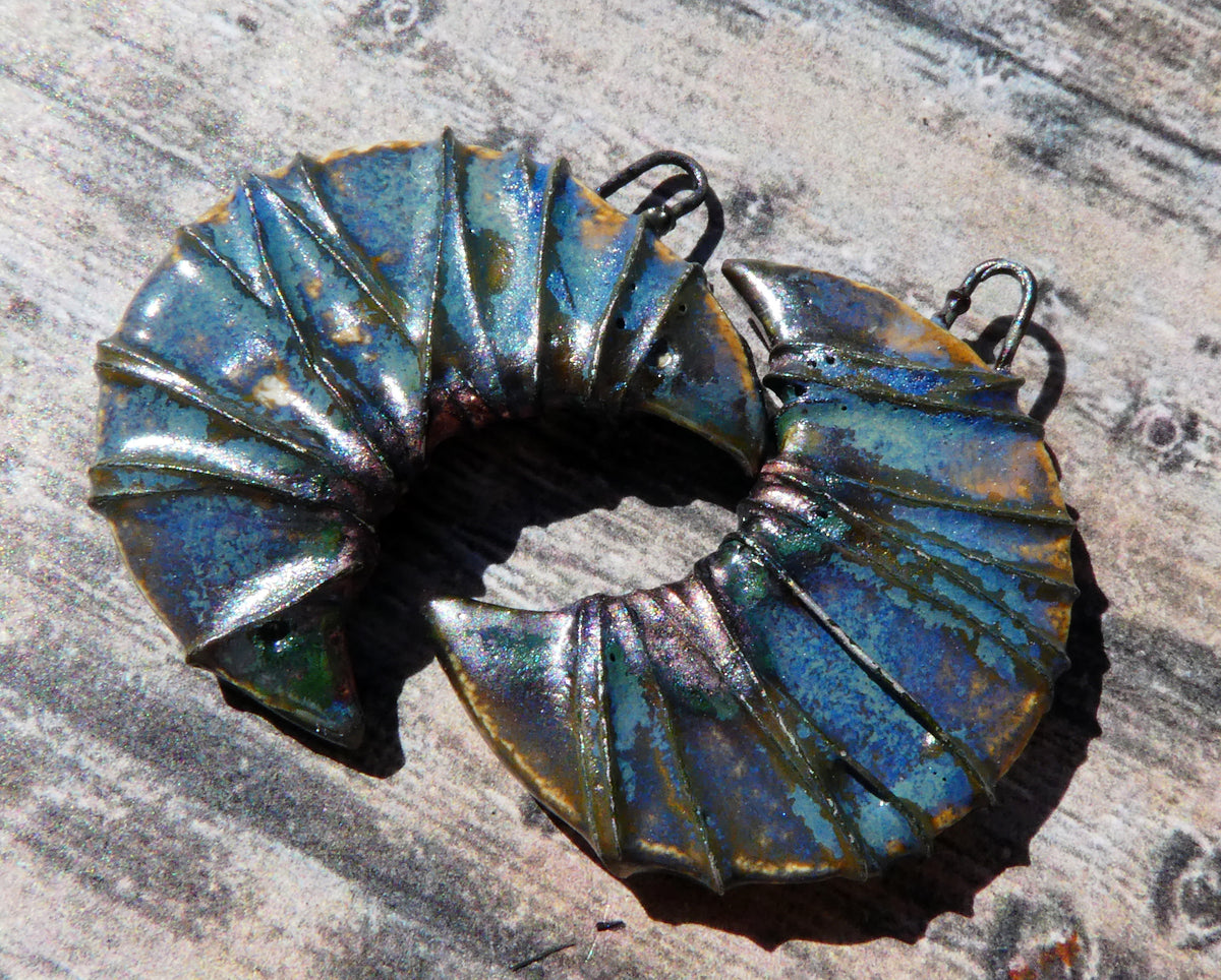 Ceramic Wire Wrapped Crescent Moon Charms -California