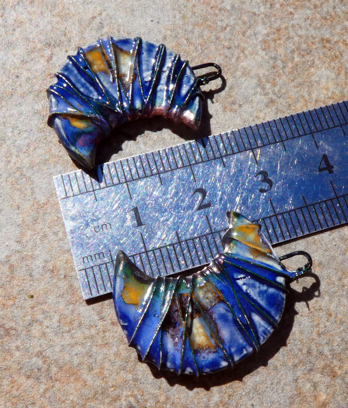 Ceramic Wire Wrapped Crescent Moon Charms -Outer Galaxy