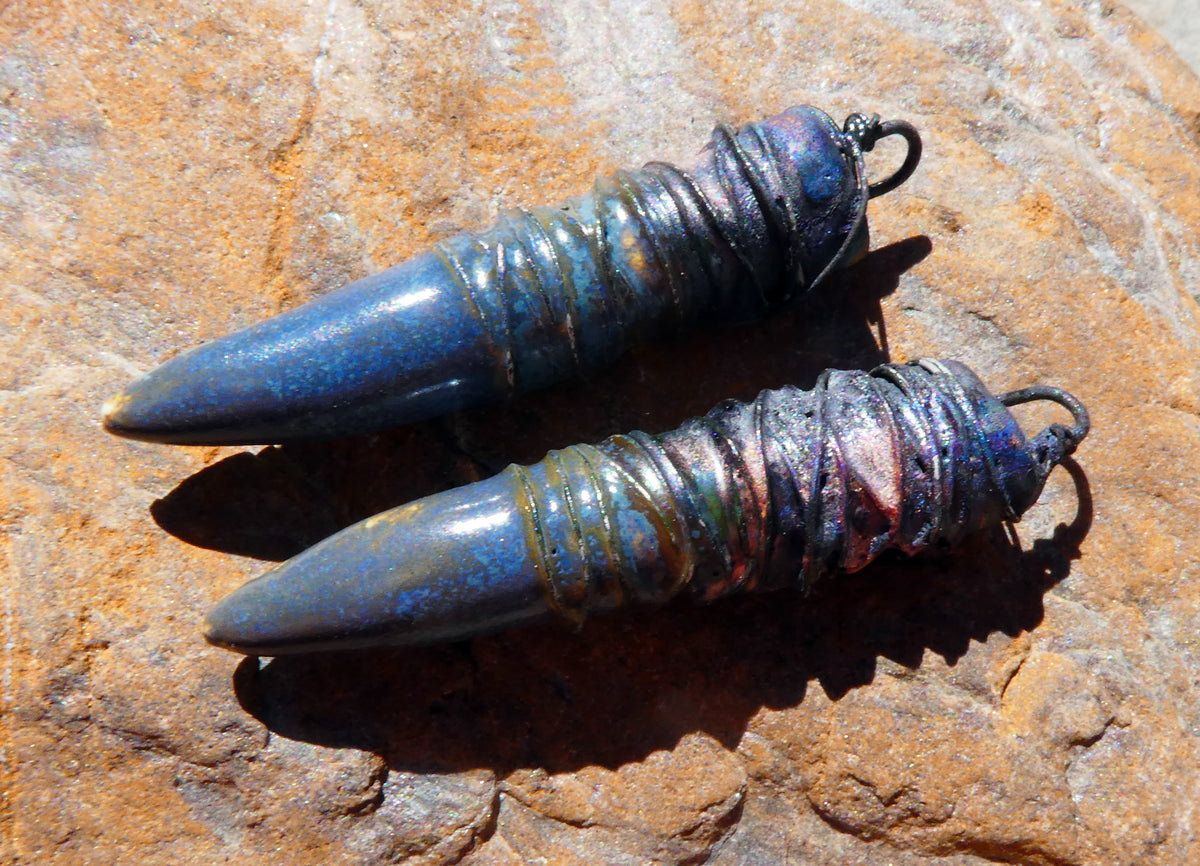 Ceramic Wire Wrapped Pointy Stick Charms -California