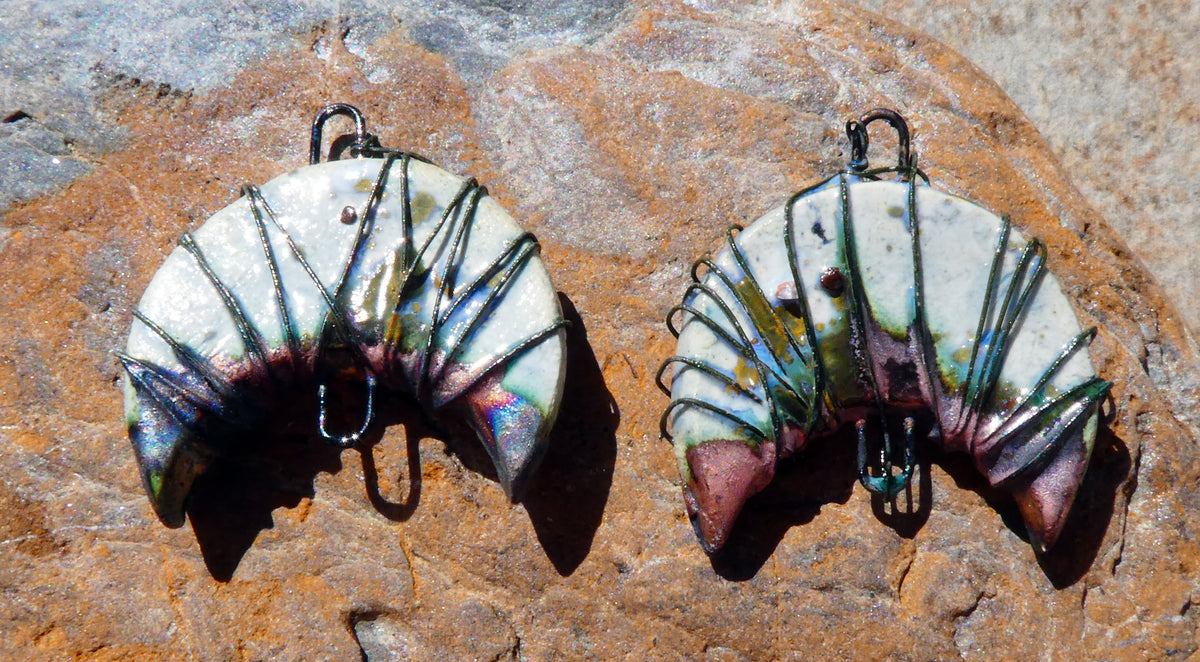 Ceramic Wire Wrapped Crescent Moon Connectors - Sky Diamonds