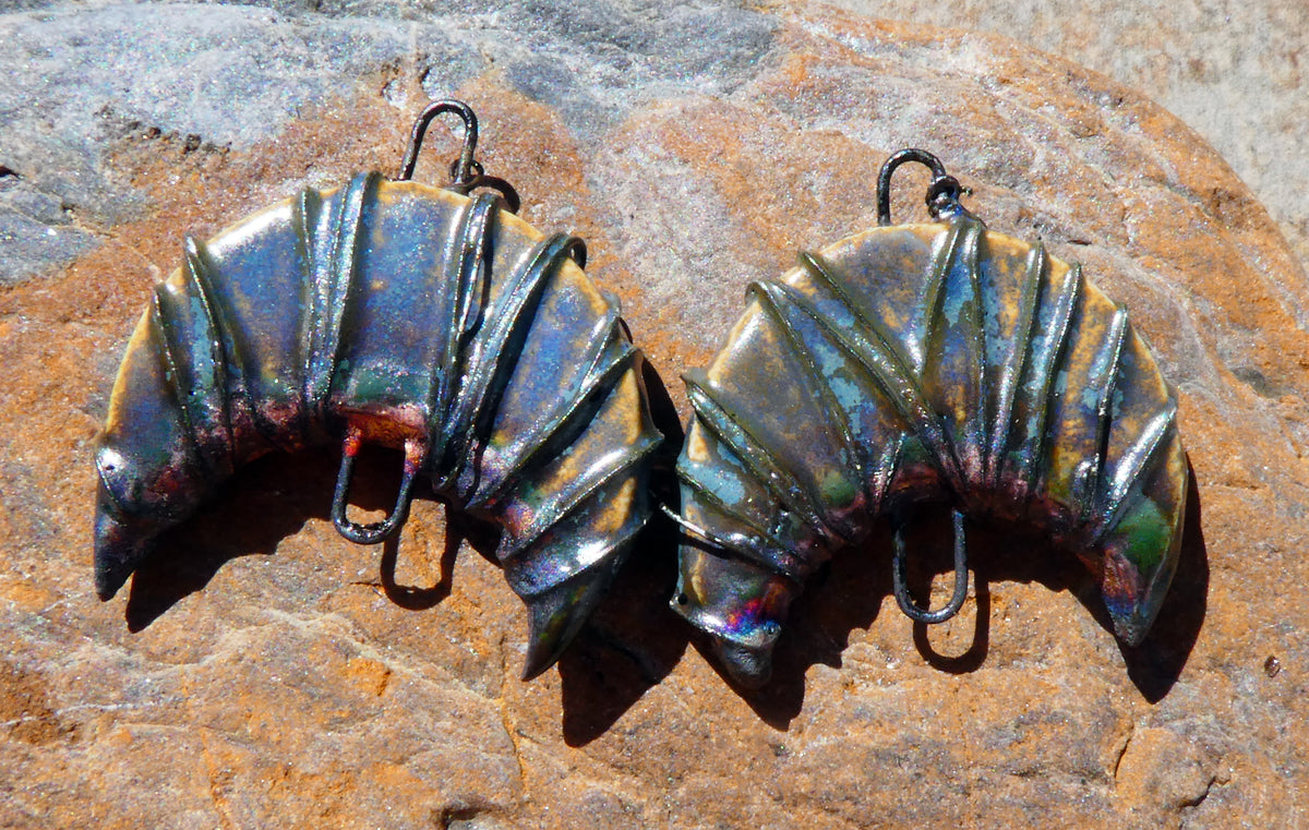 Ceramic Wire Wrapped Crescent Moon Connectors - California