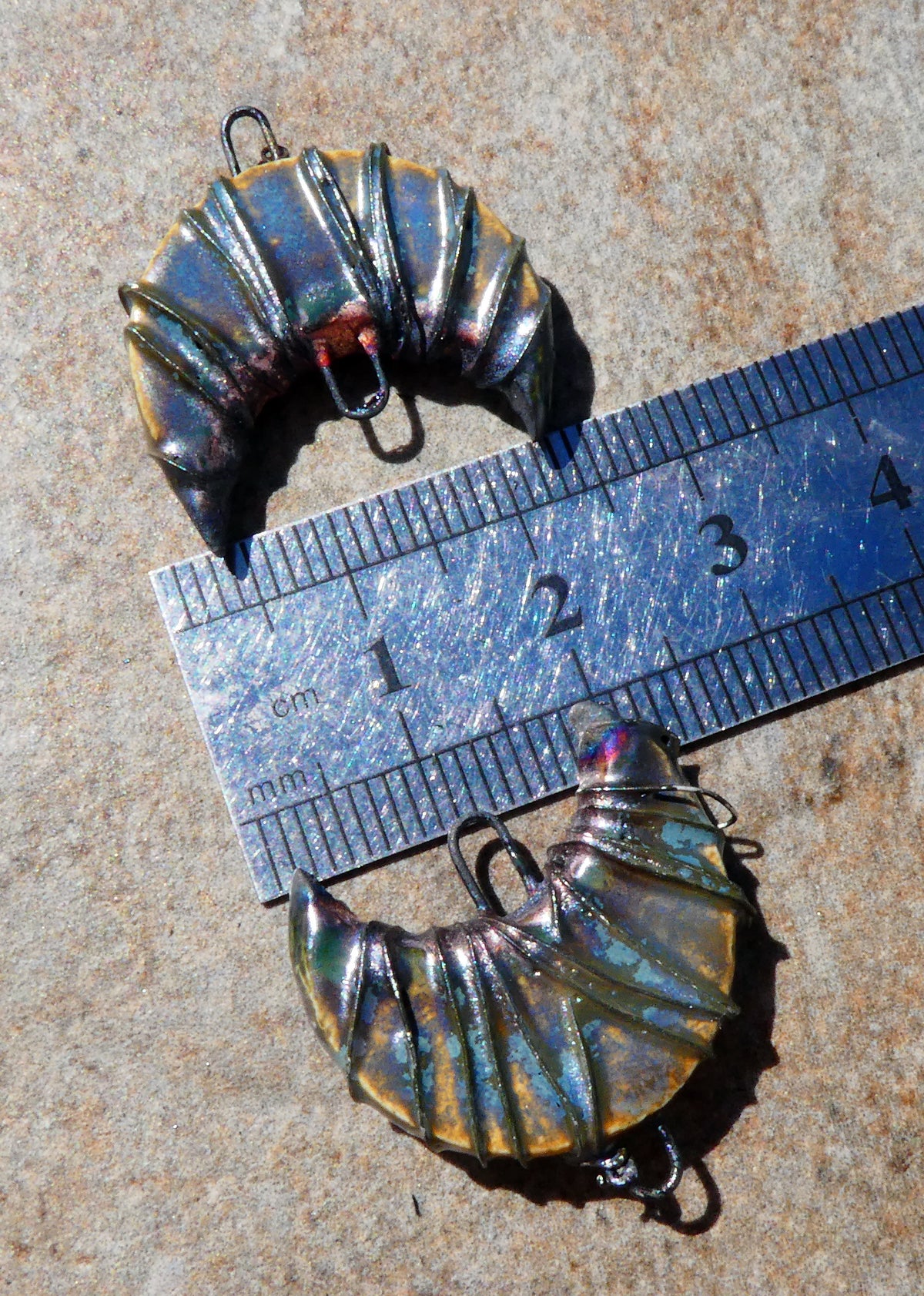 Ceramic Wire Wrapped Crescent Moon Connectors - California