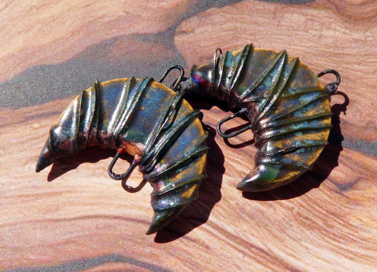 Ceramic Wire Wrapped Crescent Moon Connectors - California