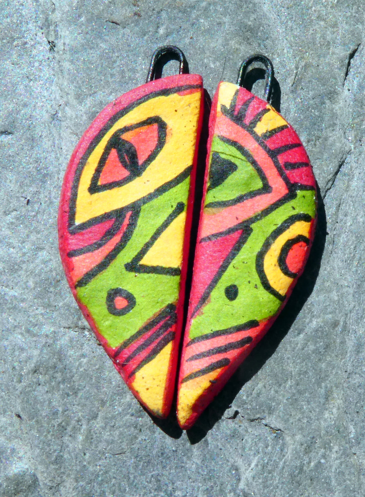 Ceramic Inky Half Face Earring Charms #1
