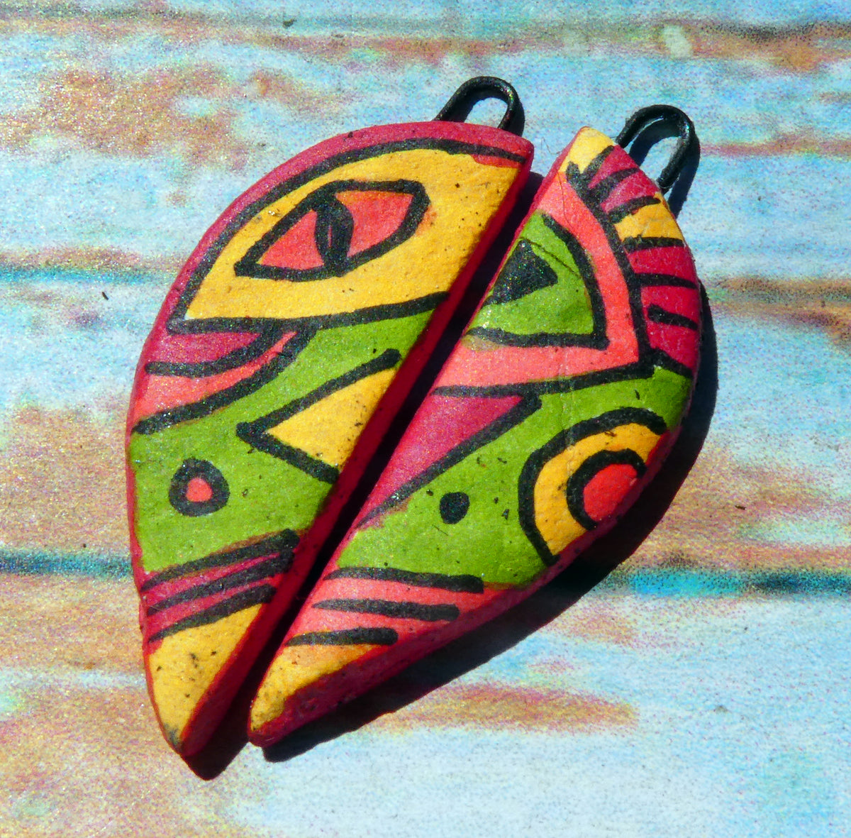 Ceramic Inky Half Face Earring Charms #1