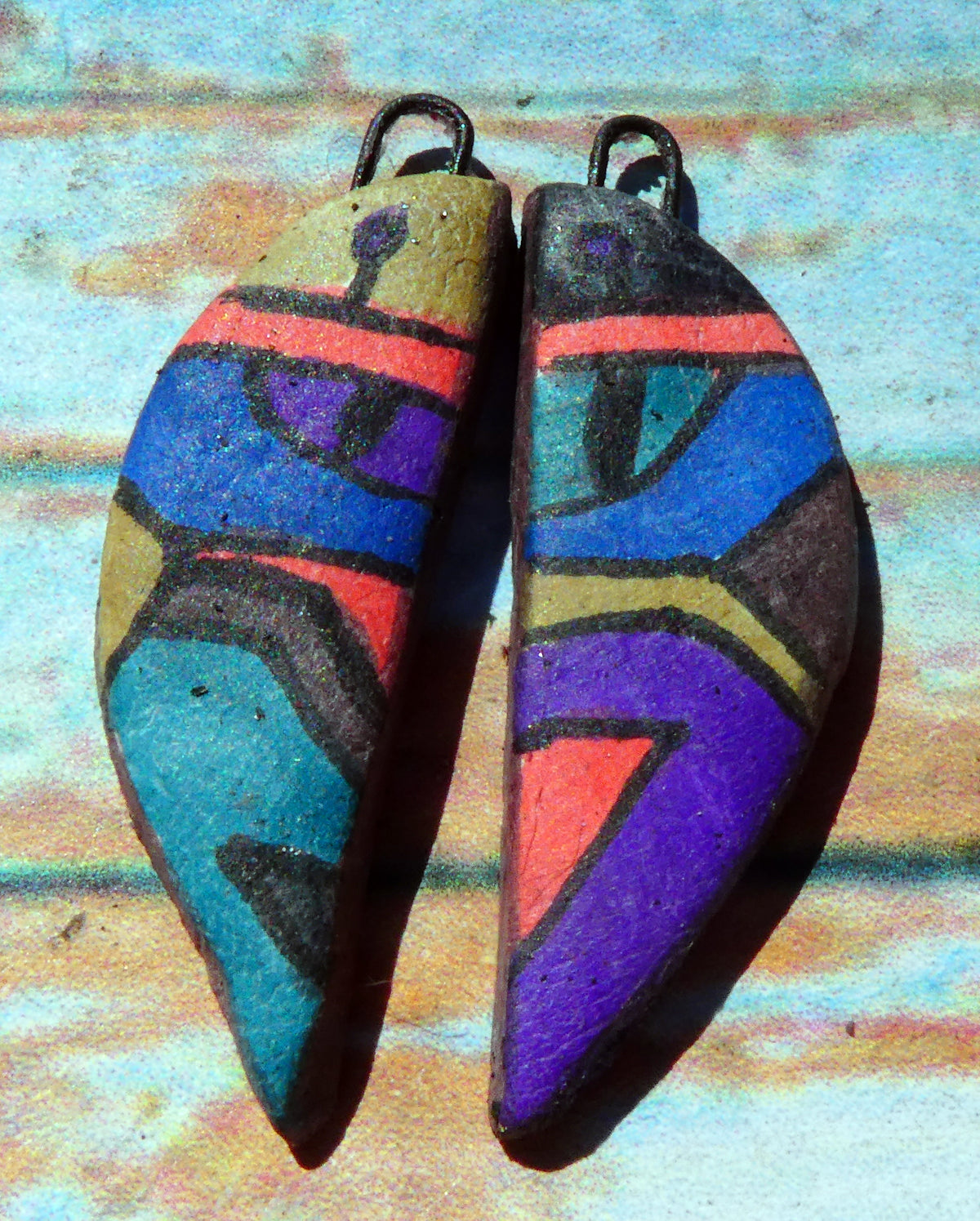 Ceramic Inky Half Face Earring Charms #3