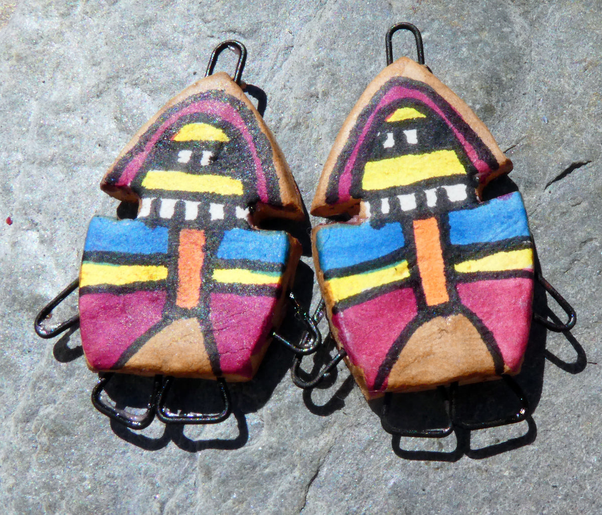 Ceramic Inka Chieftain Earring Connectors - #1