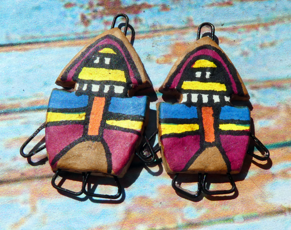 Ceramic Inka Chieftain Earring Connectors - #1