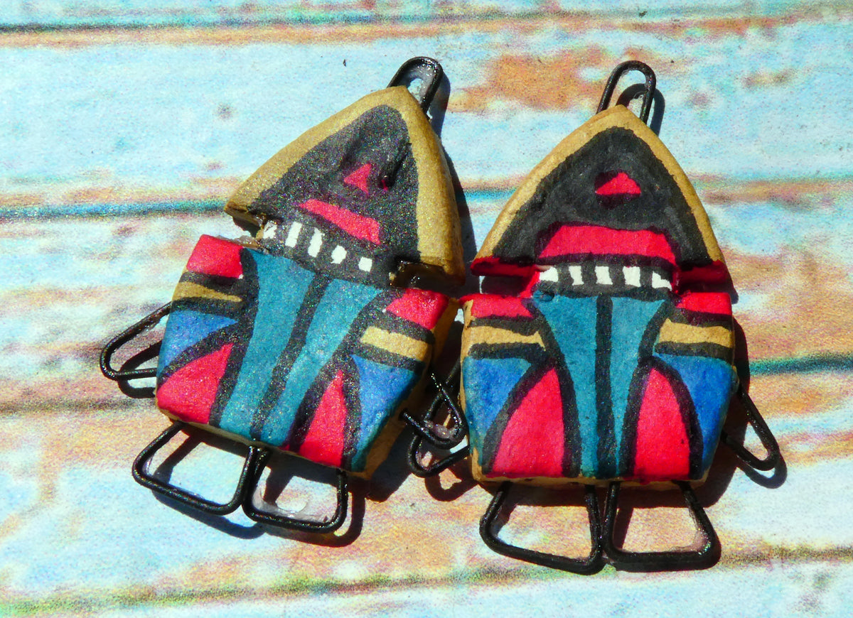 Ceramic Inka Chieftain Earring Connectors - #2