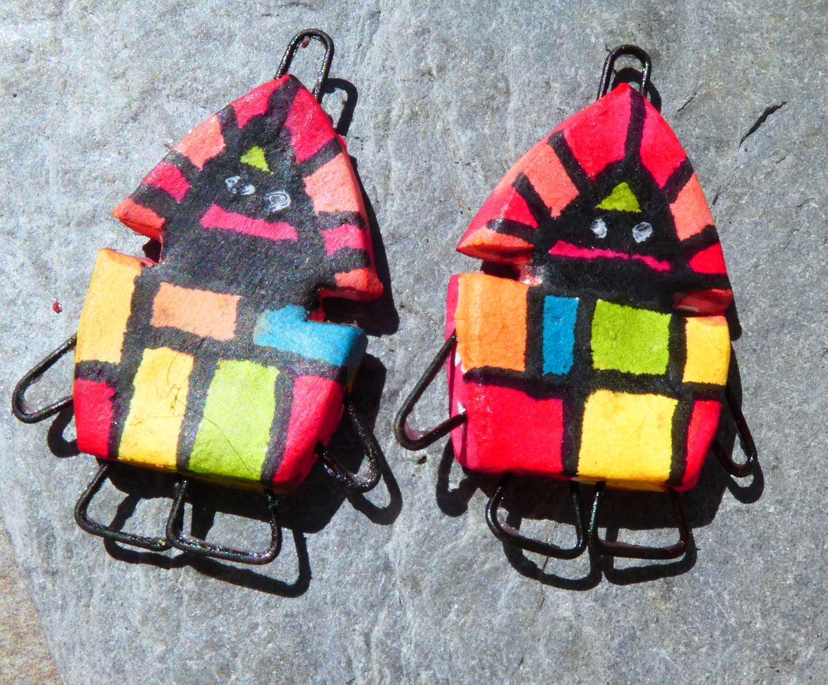 Ceramic Inka Chieftain Earring Connectors - #3