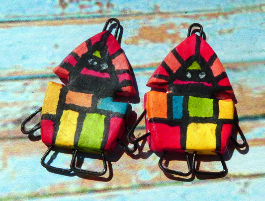 Ceramic Inka Chieftain Earring Connectors - #3