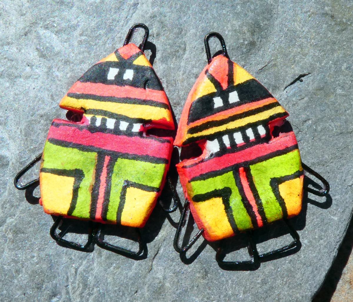 Ceramic Inka Chieftain Earring Connectors - #7