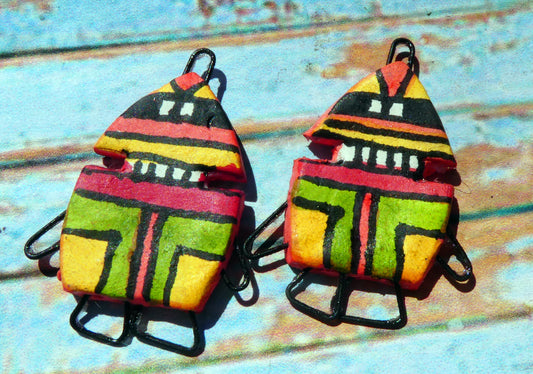 Ceramic Inka Chieftain Earring Connectors - #7