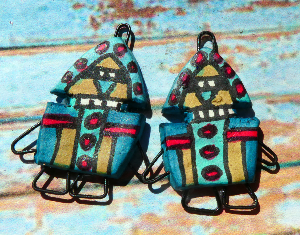 Ceramic Inka Chieftain Earring Connectors - #8