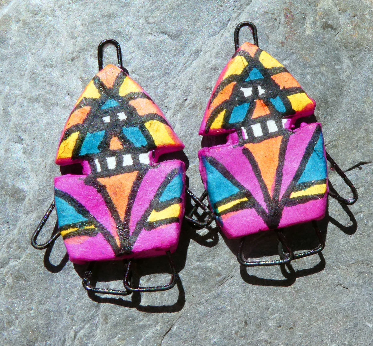 Ceramic Inka Chieftain Earring Connectors - #9
