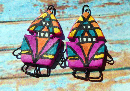 Ceramic Inka Chieftain Earring Connectors - #9
