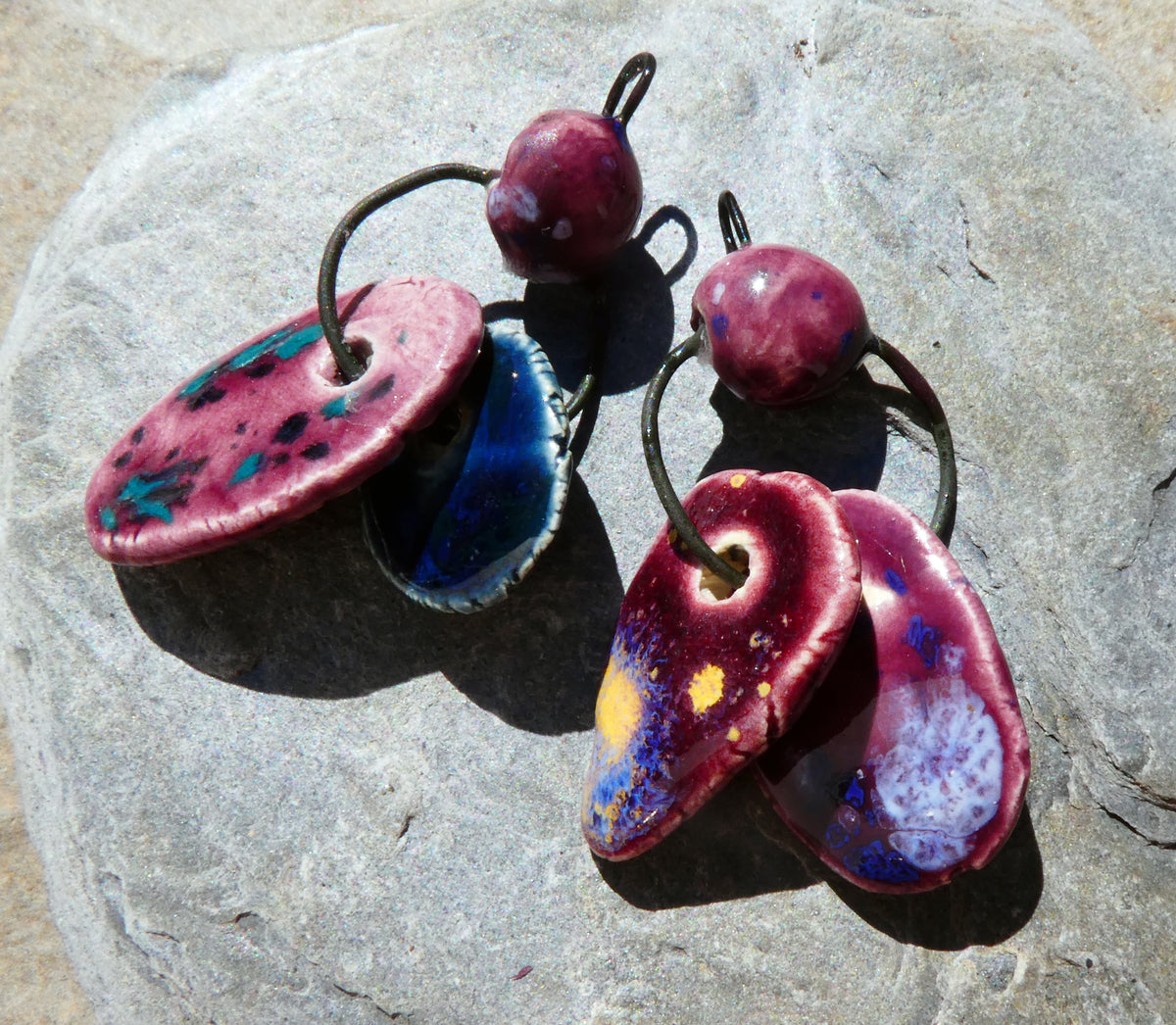 Ceramic Hoopy Shard Cluster Dangles #1
