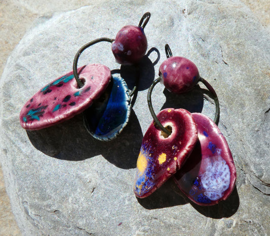 Ceramic Hoopy Shard Cluster Dangles #1