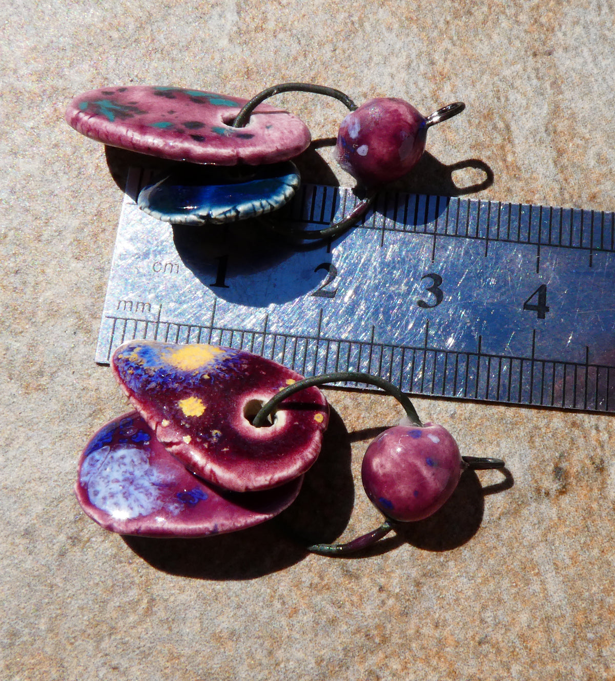 Ceramic Hoopy Shard Cluster Dangles #1