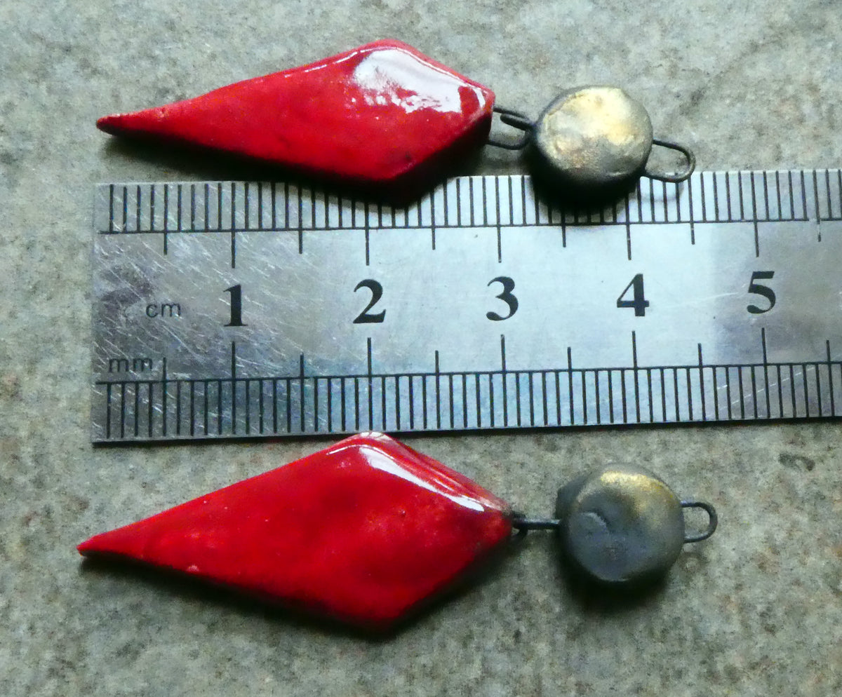 Ceramic Long Diamond Dangles - Red