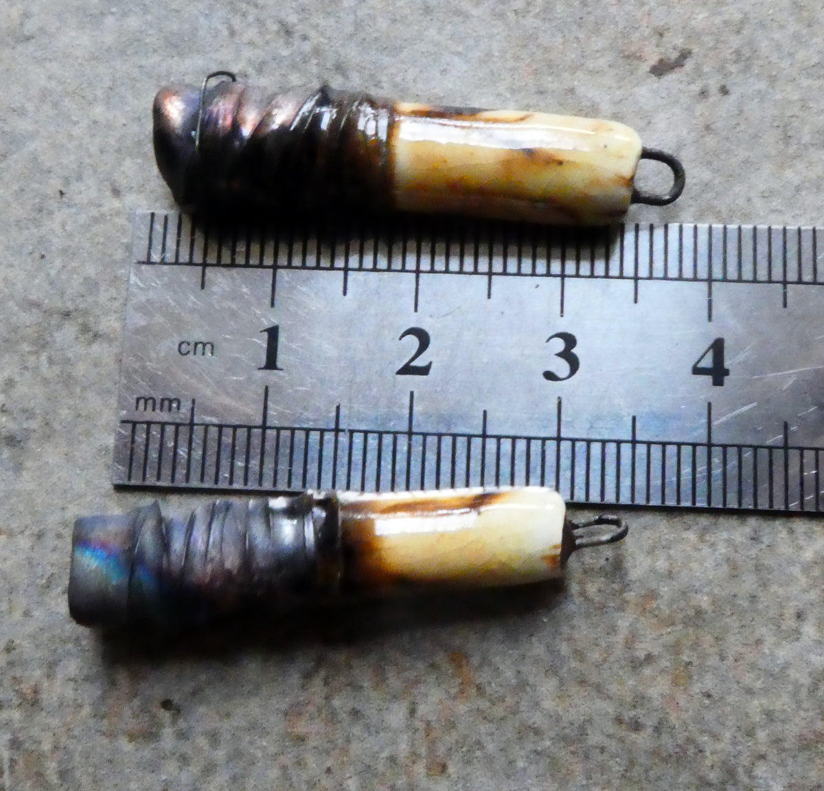 Ceramic Wire Wrapped Stick Charms - Spotted Walnut