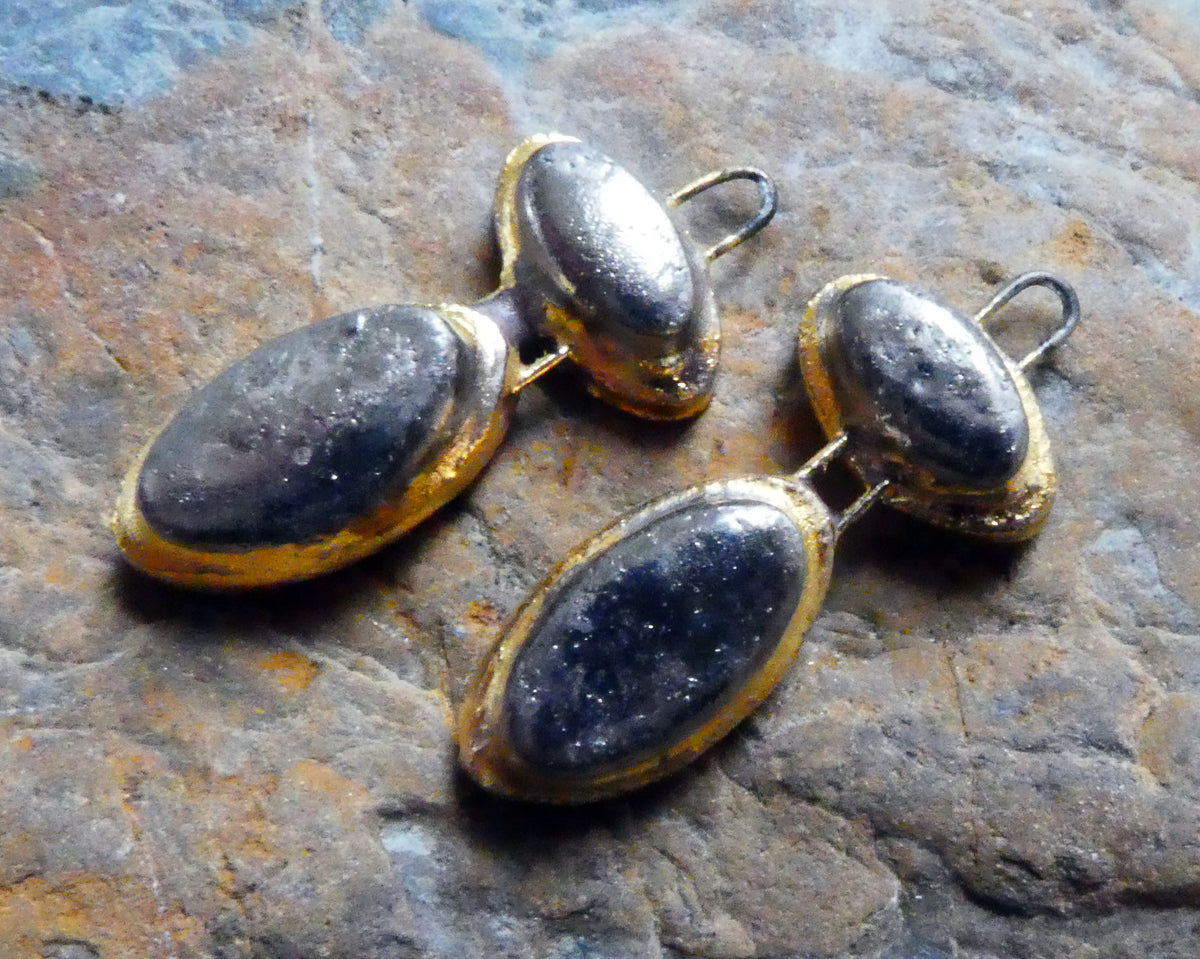 Ceramic Double Moulded Oval Charms -Gold and Platinum