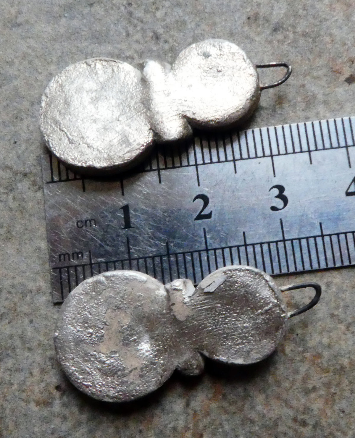 Ceramic and Silver Double Pool Enamel  Drops - Ice Crackle