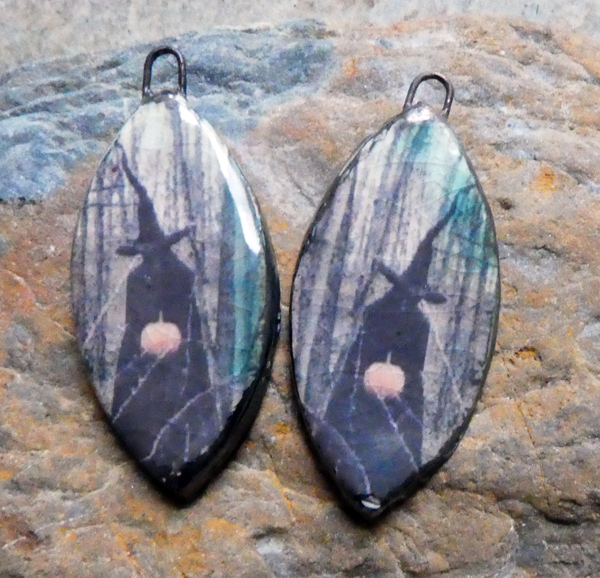 Ceramic Witch Decal Charms #6