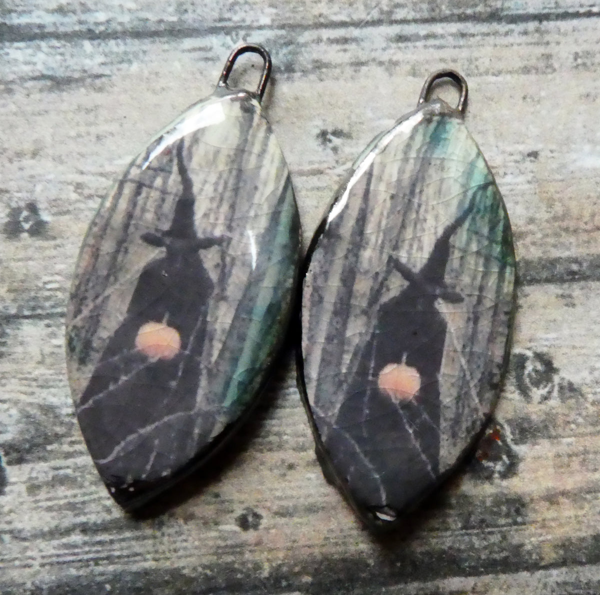 Ceramic Witch Decal Charms #6