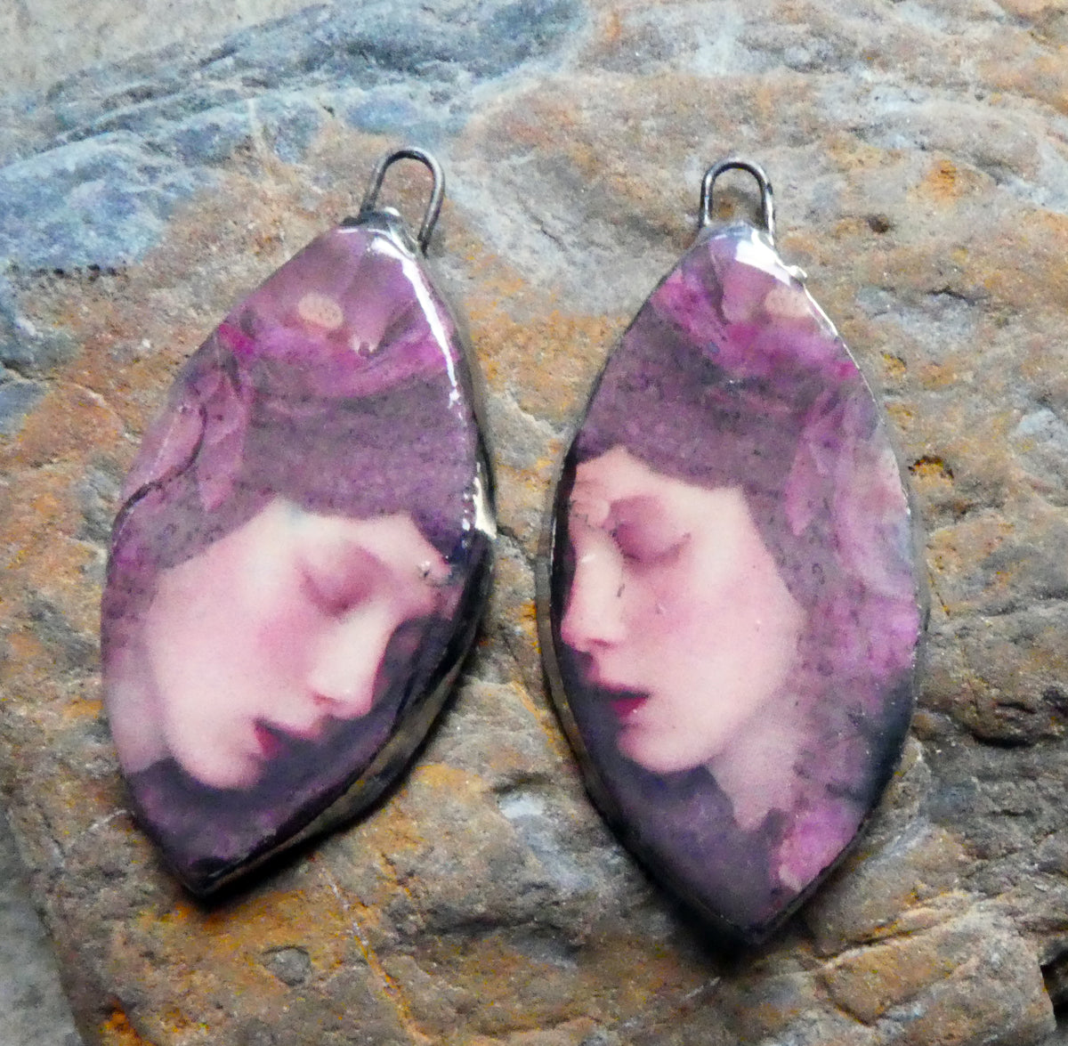Ceramic Purple Goddess Decal Charms