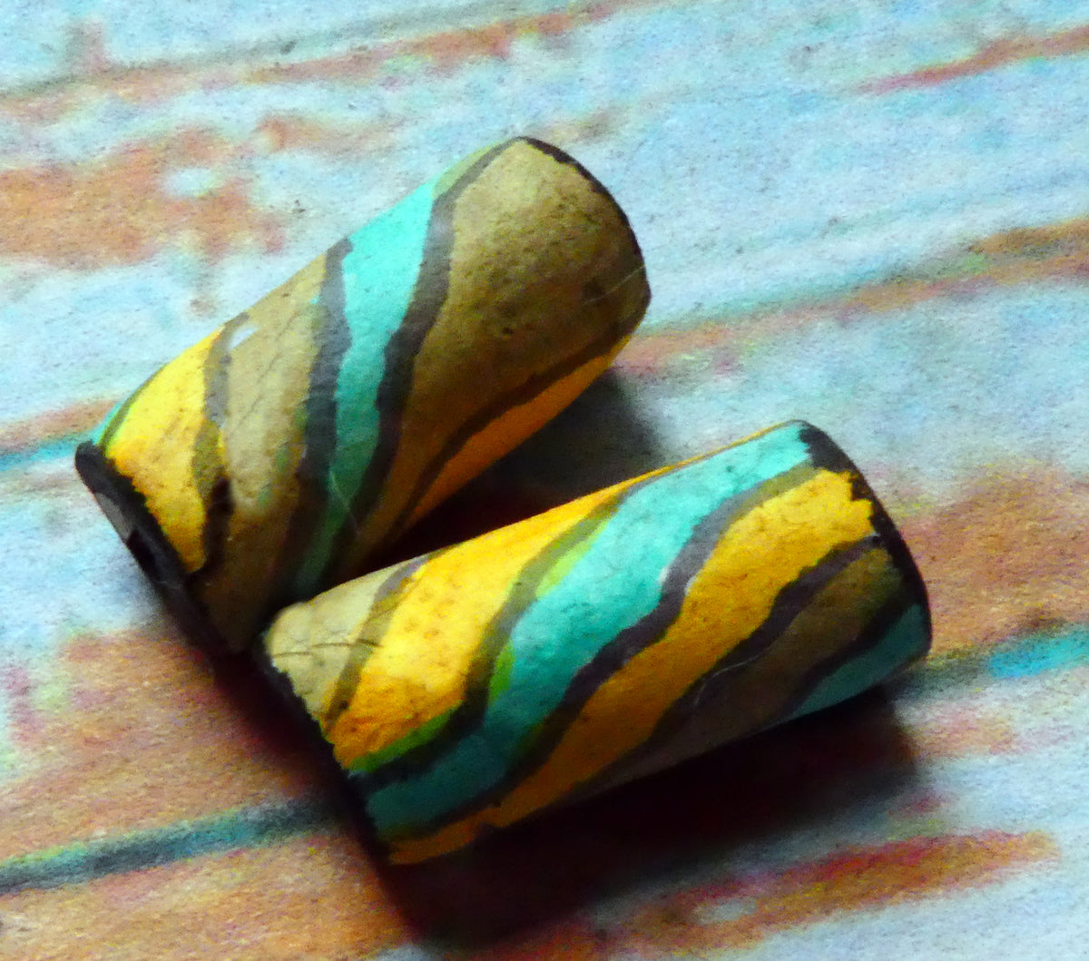 Ceramic Inky Tube Bead Earring Charms #1
