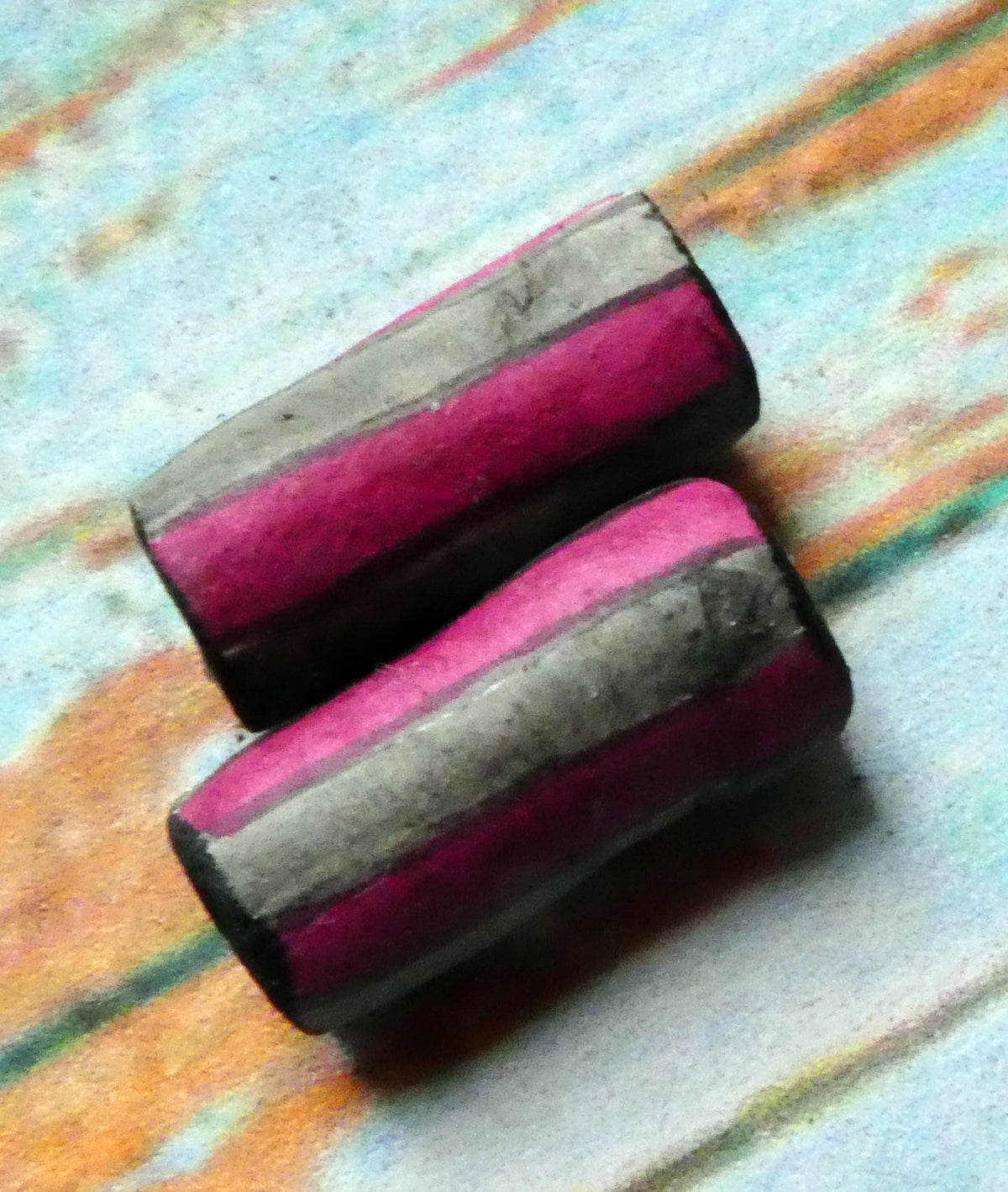 Ceramic Inky Tube Bead Earring Charms #3