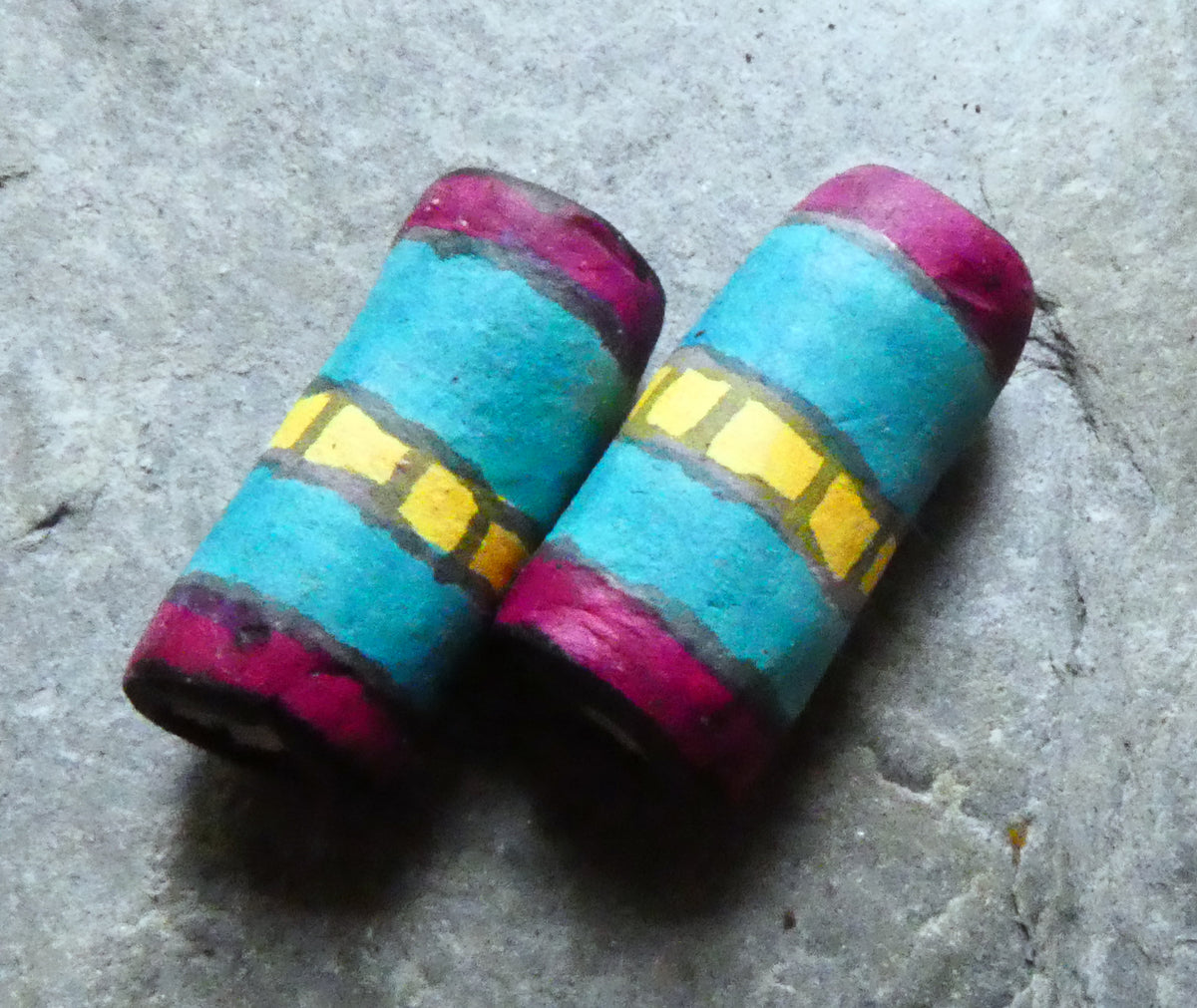 Ceramic Inky Tube Bead Earring Charms #5