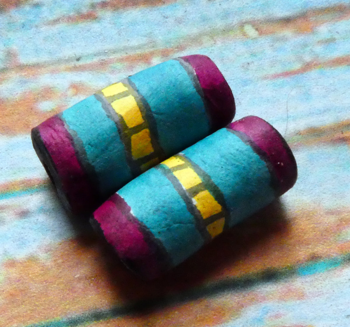 Ceramic Inky Tube Bead Earring Charms #5